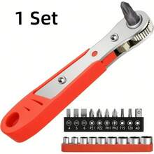 1 Set Of Red Multifunctional Screwdriver Set, Equipped With Ergonomic Handle, Compact And Portable Set, Suitable For Electronic And Automotive Maintenance, Suitable For Mechanics And Technicians To Use - 紅色 - 查看 10