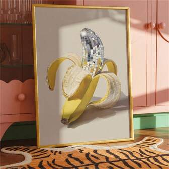 1pc Disco Ball Banana Print: Retro Y2K Kitchen Wall Art Posters Canvas Painting Wall Arts Room Home Decoration Unframed