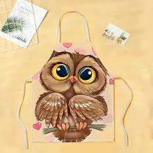 1pc Owl And Unicorn Pattern Apron, Creative, Fun And Fashionable Printed Home Cleaning Apron, Oil-Resistant And Easy-To-Clean Kitchen Cooking Apron, Creative Home Apron - Multicolor - View 4
