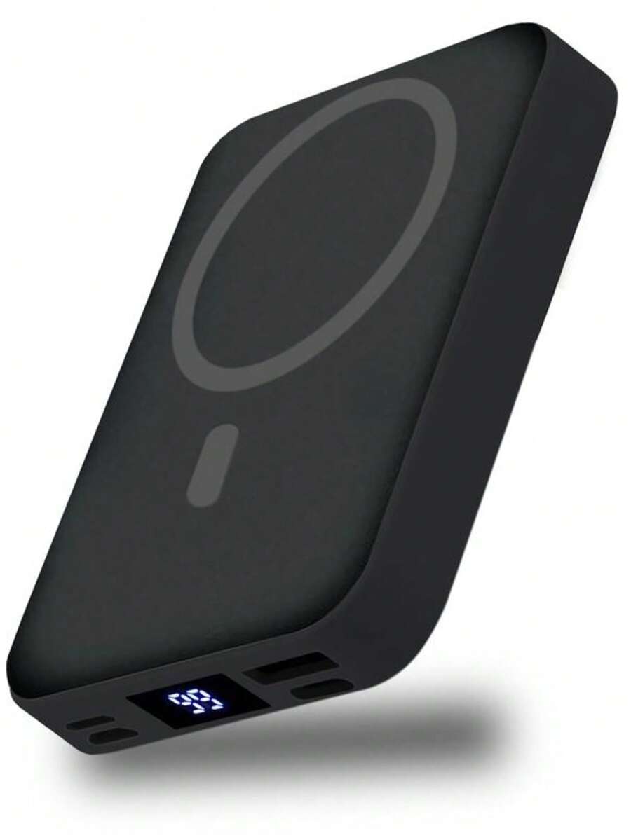QJL 10000mAh 磁吸式无线充电宝，支持快速充电，配备 USB-C 数据线，兼容 16/15/14/13/12/Pro 系列，情人节礼物之选。 - 黑色 - 查看 1