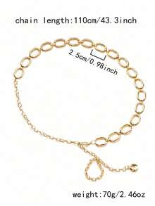 1 件女士简约金属腰链，时尚百搭身体链配饰，适合连衣裙