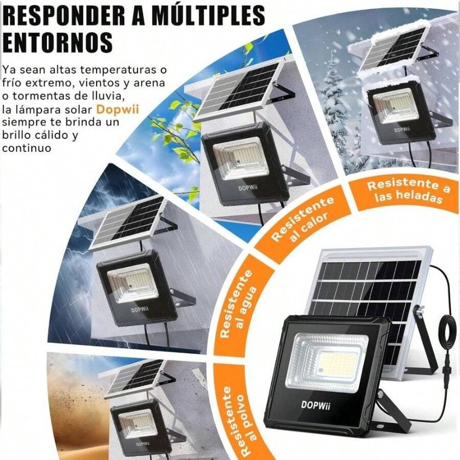 Lamparas Solares Exterior 8000mAh, Luces Solares para Exterior Jardin, Panel Bifacial con Absorcin de Luz de 360, Lmpara con 4 Modos de Iluminacin y Mando a Distancia1 Piezas - 2 - Ver 1
