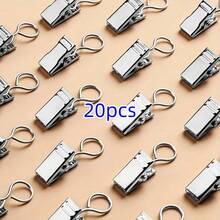 Curtain Clips With Serrated Ring, Metal Curtain Clamps, Shower Curtain Clips With Hooks - Silver - View 6