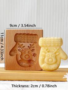 Cippes 1 Stück Holz-Keksform für Weihnachten, mit geschnitzten, geprägten 3D-Rentier-, Weihnachtsbaum- und Weihnachtsmann-Mustern, Küchenbackwerkzeuge, Fondant-Kuchen-Keks-Dekoration, DIY Keksausstecher-Formen - Aprikosenfarben - Übersicht 22