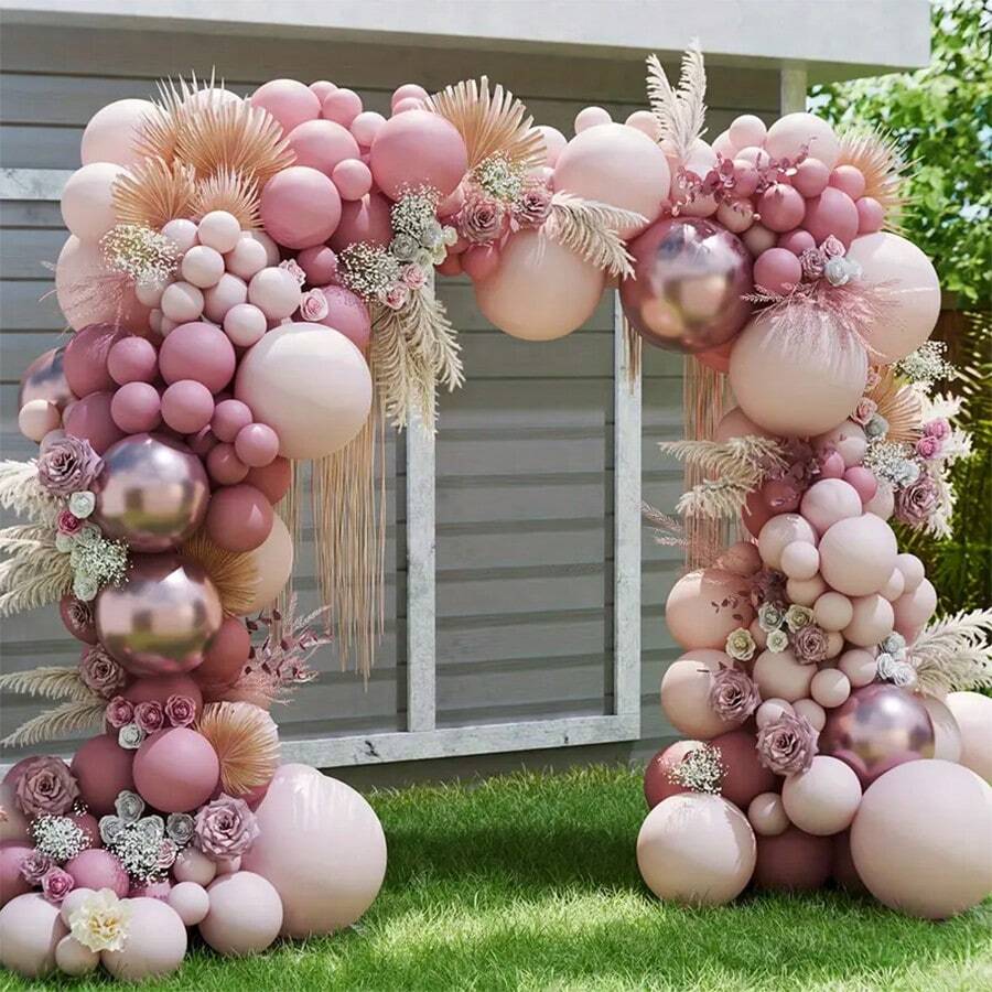 Bộ 130 bóng bay latex hình vòm kim loại màu hồng, be nhạt, vàng hồng tự lắp ráp, thích hợp cho sinh nhật, đám cưới, quà tặng cô dâu, lễ tốt nghiệp, kỷ niệm, lễ rửa tội, phông nền tiệc theo chủ đề, trang trí nhà cửa, Ngày Valentine. - Nhiều màu - Xem 1
