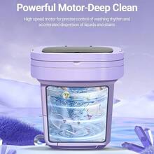 Tragbare Mini 11L Waschmaschine zum Falten, Faltbare Waschmaschine, Waschtrockner,  Tragbare Waschmaschine, Timer, Leiser Betrieb, Effiziente Reinigung, Blaulicht + Abflusskorb + Abflussrohr, Geeignet für Reisen, Wohnungen, Babykleidung, Socken - EU C-Typ Stecker (220-240V) - Übersicht 10
