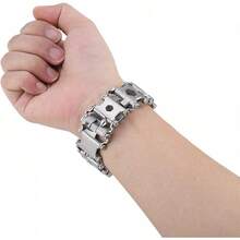 Pulsera de Herramientas Multifuncionales Portátiles Resistentes para Reparación del Hogar Camping Herramientas de Emergencia 29 Funciones Pulseras de Acero Inoxidable - Blanco - Ver 5