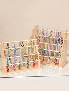 1个4层/5层木制首饰架，项链手链收纳架，适用于珠子、珠宝、手表、发饰等，可拆卸设计，坚固耐用，适合家庭和珠宝店使用