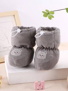 أحذية شتوية دافئة للرضع، أحذية رضع ذات قاع ناعم مع بطانة حرارية، مقاومة للبرد - رمادي - مشاهدة 5