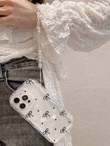 黑色蝴蝶结元素新颖手机壳，蝴蝶结透明彩绘链条奶油色波浪边防震加厚手机保护壳，印花，兼容 17/17 Pro/17 Pro Max/16/11/16 Pro Max/13/11、12、13、16、15、16 Plus、16 Pro Max、S23、S24、S25、S24 Plus、S25 Plus、A56、A36、A26/A13 4G、A22、A21S、A51 4G、A52、S22 Ultra、A33 5G，兼容 10，兼容Note 11 4G，兼容手机壳，国际版，非国内版。 - 彩色 - 查看 5