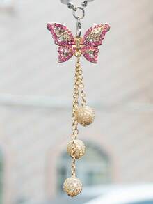 Colgante de coche con mariposa de cristal y perla brillante/Accesorio de coche - Unitalla - Ver 3