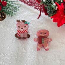 1PC Christmas Sweet And Cute Elk Christmas Tree Clamping Gingerbread Man Hair Clip Santa Claus Holiday Hair Accessories, Christmas Party Gifts - Multicolor - View 7