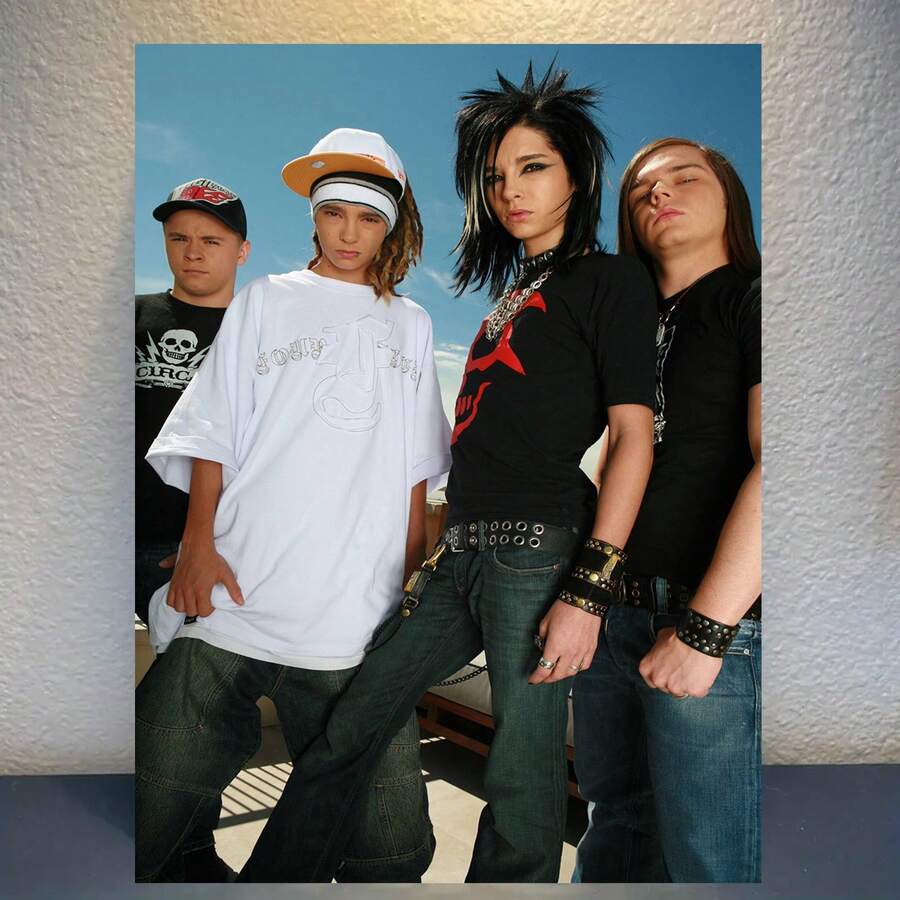 [2D Flat] 1pc Tokio Hotel Rock Band Canvas Wall Art - 12x18" Unframed Pop Music Star Poster, Vibrant Music-Themed Decor For Bedroom, Office, Living Room, Cafe, Music Room DecorOpen In New Tab. - Multicolor - View 1
