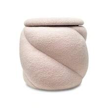 Reposapiés Otomana Redonda Estilo Teddy, con Diseño Moderno Curvado, Puf Auxiliar Mullido con Tapa de Almacenamiento, Decoración Elegante Salón Dormitorio. - Rosa Pálido - Ver 5