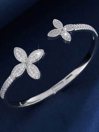 Minimalist Personalized Cubic Zirconia Inlaid Bracelet, Fashionable & Elegant Design, Versatile Jewelry (No Box)