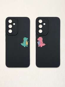 2pcs Black Phone Cases, Dinosaur Design Couple Phone Cases, Compatible With IPhone & Galaxy Phones, Phone Covers, Cute Phone Cases, Compatible With IPhone 13/15/16 Pro Max, Galaxy, Great As Birthday Gift, For Girlfriend, Boyfriend Or Personal Use - Multicolor - View 36