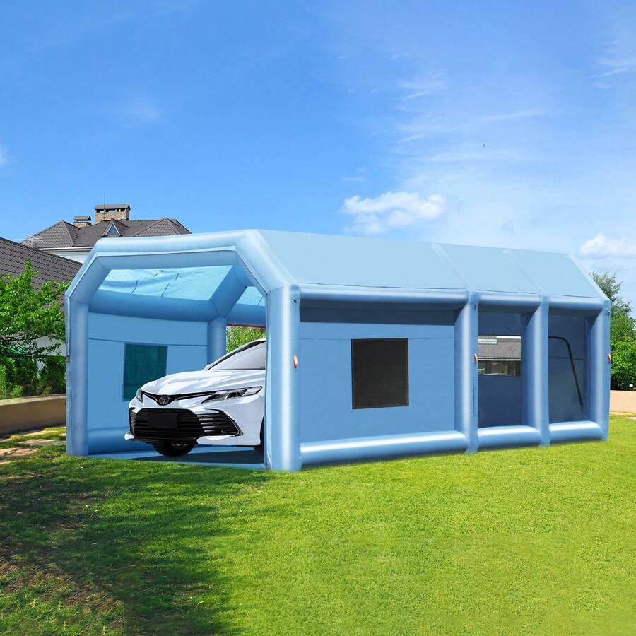 Cabina de pintura inflable , 27,9 x 15,7 x 10,8 pies, cabina de pintura inflable, cabina de pintura portátil para automóviles para camiones pequeños, con sopladores potentes de 950 W + 750 W y sistema de filtro de aire, motocicleta grande, tamaño mediano S - 27,9 x 15,7 x 10,8 pies - Ver 1
