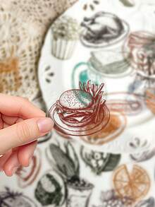 50pcs Food-Themed Line Art Stickers For Notebooks, Diaries And Phone Cases PET Material - Multicolor - View 4