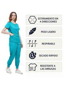 Conjunto de 2 Piezas Uniforme Quirúrgico Anti Fluidos Dama Excelente Calidad, Mujer Uniforme Medico, Conjunto Quirúrgico Filipina Pantalon, Pijama Uniforme Antifluidos Mujer - Azul - Ver 3