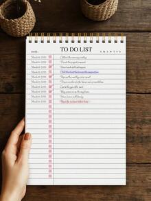 Valentine's Day 1pc Minimalist To-Do List Daily Planner,+3 S Stcikers,A5 Undated Spiral Daily Task Notebook With Simple Checkbox Layout, Weekly Tracker & Date Section,Ideal For School, Office Or Home Use, Back To School Supplies , Christmas Gifts - 淡紫色 - 查看 7