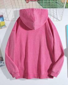 Spider On The Web Men's Graphic Hoodie, Fall/Winter Acid Washed Sweatshirt 400GSM, Retro Street Life Winter Top For Men, Oversized Drop Shoulder Long Sleeve, Ideal Christmas Gift - 粉色 - 查看 2
