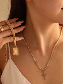 3 件/2 件套男士项链手链戒指套装，简约链条首饰套装，适合日常佩戴