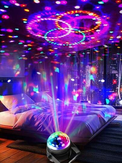 1pc Modern Geometric Pattern USB Powered RGB Disco Ball Light With Color Changing Night Light Function, Suitable For Party, Bar, Karaoke And Wedding