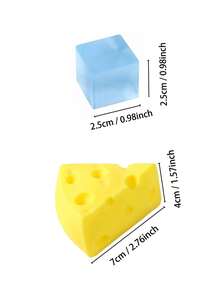 1/2pcs Stress Relief Triangle Cheese Squeeze Toy, Slow Rebound Squishy Cheese Shaped Fidget Toy, Soft Texture Anxiety Relief Gadget With Random Color Gift Bag - Multicolor - View 3