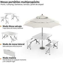 Practiksa Mesa Plegable Portátil para Picnic Exterior con 4 Sillas Resistente y Estable - 1 - Ver 3