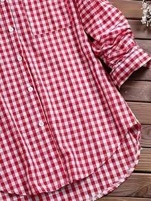 Kariertes Langarm-Hemd in Große Größen für Damen - Rot - Übersicht 5