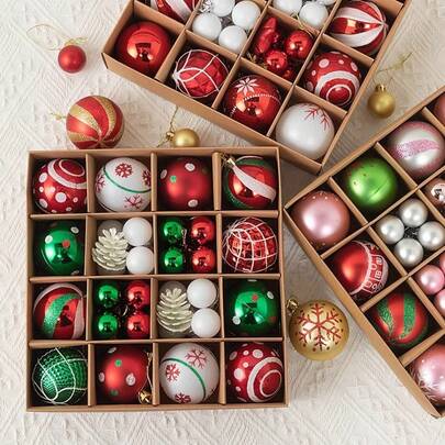 Christmas Plated Shiny Ball, Colorful Ball, Christmas Tree Creative Decoration, Small Hanging Decoration, Scene Decoration, 42-Piece Set Of Hanging Balls