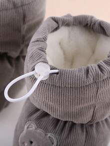 أحذية شتوية دافئة للرضع، أحذية رضع ذات قاع ناعم مع بطانة حرارية، مقاومة للبرد - رمادي - مشاهدة 6