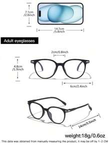 1pc/2pcs/3pcs Oval-Shaped Korean Style Lightweight Luxury Retro Frame Eyeglasses, Suitable For Daily Office And Commute - Clear - View 2