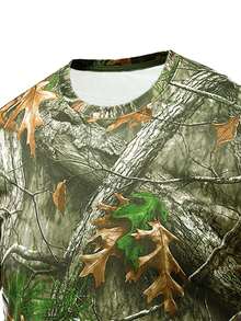夏季健身男士户外狩猎系列钓鱼衬衫，迷彩仿生迷彩运动速干透气短袖T恤