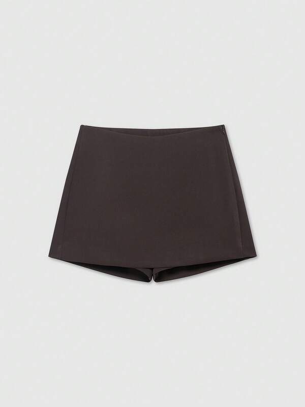 Falda pantalón básica de unicolor y diseño minimalista de moda con talle alto