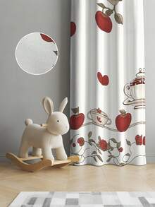NOSBEI 2pcs Modern Style Faux Embroidery Fruit Print Curtains, 100% Polyester Fabric (Curtain Rods Not Included), Suitable For Decorative Outdoor Spaces Such As Living Room, Bedroom, Kitchen, Bathroom - Multicolor - View 7