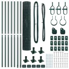 vidaXL 1,4 x 10 M Stahl Zaun mit grünen Pfosten - Grau - Übersicht 7