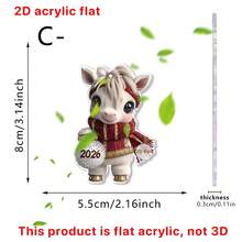 1/4 piezas, Colgante de decoración de poni con bufanda de dibujos animados de acrílico, con diseño de bolas de colores, adecuado para colgar llaves de coche, mochilas, decoración del hogar en jardines, es un regalo festivo para amigos y familiares, una decoración imprescindible para 2026, 2D - Hilo multicolor dorado - Ver 9