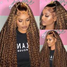 Glueless Wigs Human Hair Human Hair Curly Wig 250% Density Lace Frontal Wigs 4/27 Highlight Ombre Honey Blonde Human Hair Wig Ombre Highlight 4/27 Deep Wave Lace Front Wigs Hidden Strap 360 Drawstring Wigs Human Hair Pre Plucked Pre Bleached Deep Wave Full Lace Frontal Wig With Baby Hair 28 Inch Glueless Wigs Human Hair - S4/27 - 查看 4