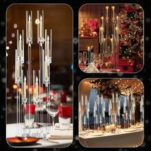 Vincidern 4Pcs 8 Arm Clear Floor Candelabra For Wedding Centerpieces ,38.5'' Candelabra Candle Holder With Acrylic Shade Circular Base For Birthday Party Christmas Decoration (Fit 0.8" Led Candles)