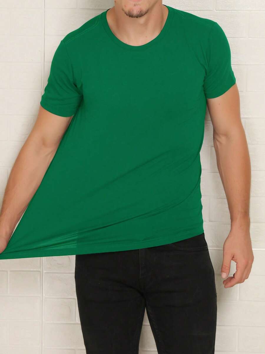 Basic Short-Sleeve T-Shirts With Elastane, Viscose Lycra Knit (Cool Knit) - Flag Green - View 1