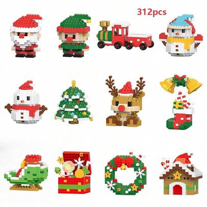 Compatible With Small Particle Building Blocks, Christmas Series Building Blocks, Panda Blocks, Animal Blocks,Santa Claus, Christmas Snowman, Christmas Tree, Christmas Elk, Christmas Apple Bear, Christmas In, Smurf, Christmas Sleigh
