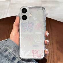 Funda de teléfono con diseño de flor y mariposa para Oppo A3 A3 Pro A3X A16 A17K A38 A55 A57 A57S A58 A60 A76 A77S A78 A79 A80 5G A95 A98 Reno 5 8T 10 11 Pro 12F, funda de teléfono de TPU transparente a prueba de golpes, cobertura completa, funda protectora simple y creativa - Colores mixtos - Ver 3