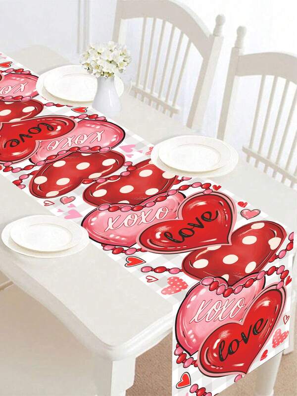 1 peça Caminho de Mesa para o Dia dos Namorados, Toalha de Mesa Romântica com Estampa de Corações Rosa e Vermelho, Toalha de Mesa, Capa de Mesa, Bandeira de Mesa para Festas, Decoração para Sala de Jantar, Decoração para Cozinha, Decoração para Mesa de Jantar, Decoração para Casa, Decoração de Dia dos Namorados, Decoração para Lareira, Presentes de Dia dos Namorados, Presente para Namorada, Aniversário, Decoração de Casamento, Noivados, Multiuso, Adequado para Restaurantes, Decoração de Ano Novo de 2026