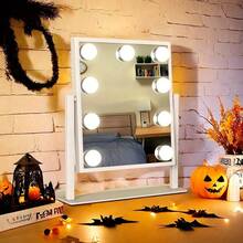 带智能触控功能的LED化妆镜，三色灯光，USB供电，金属支架，适用于梳妆台、卧室和派对装饰 - 彩色 - 查看 2