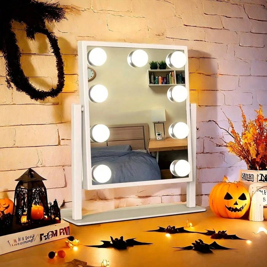 带智能触控功能的LED化妆镜，三色灯光，USB供电，金属支架，适用于梳妆台、卧室和派对装饰