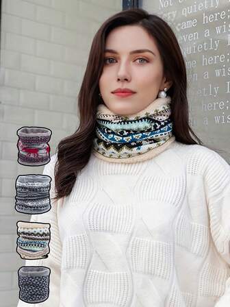 Outdoor Knitted Neck Warmer, Casual Versatile Thermal Lined, Warm & Comfortable For Men & Women, Autumn/Winter
