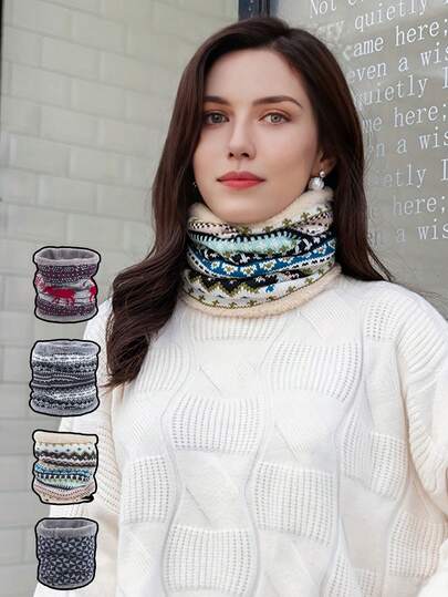 Calentador de cuello tejido para exteriores, versátil y casual con forro térmico, cálido y cómodo para hombres y mujeres, otoño/invierno