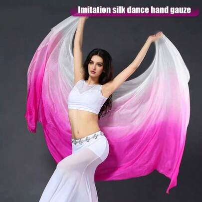 1pc Hand Dyed Gradient Belly Dance Veil - Vibrant Red To Yellow Gradient Sheer Polyester Performance Shawl,Exotic Dancewear For Stage Performances, Festive Events & Costume Enhancement, Belly Dance Costume, Performance Accessory, Highquality Fabric, Festival Shawl, Smooth Finish, Professional Dancers