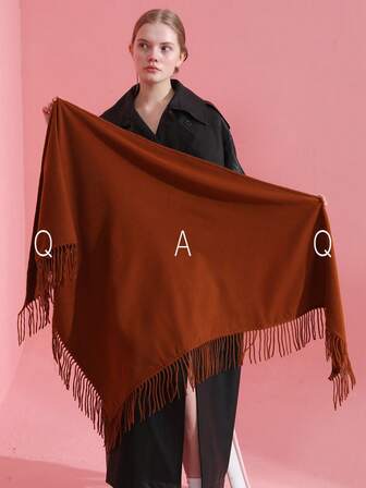 1 st minimalistisk enfärgad överdimensionerad extra lång och bred triangelhalsduk, lämplig för dagligt bruk, utomhusbruk, resor, luftkonditionerade rum, högtidsfest, vinterpresent till mormor och mor, moderiktig klassisk Maillard-färgad damaccessoar